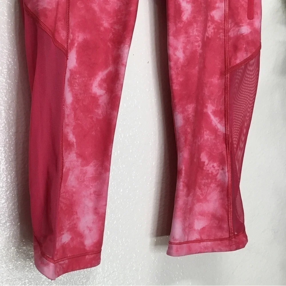 Lululemon Pink Tie Dye Cropped Workout Leggings